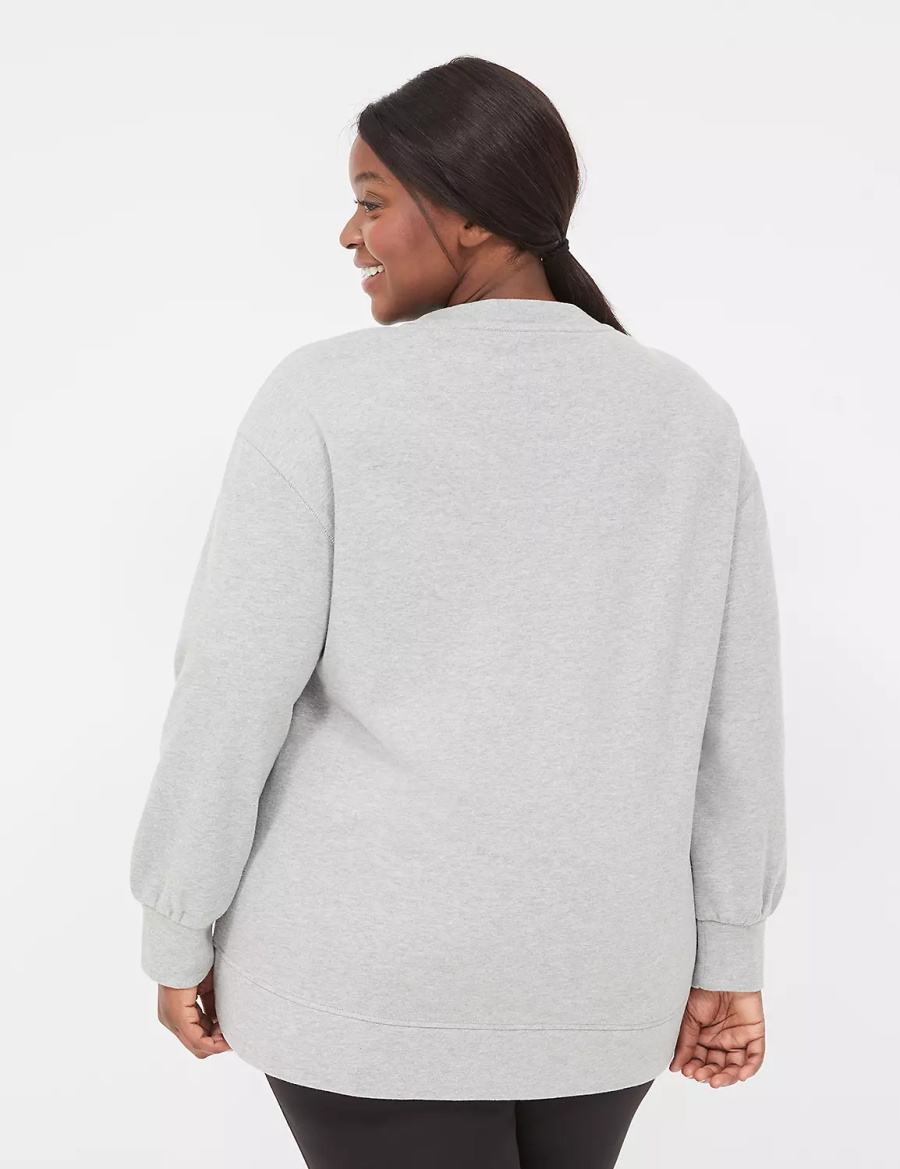 Lane Bryant LIVI Crew-Neck French Terry Women Sweatshirts Grey | MBJ2933HS