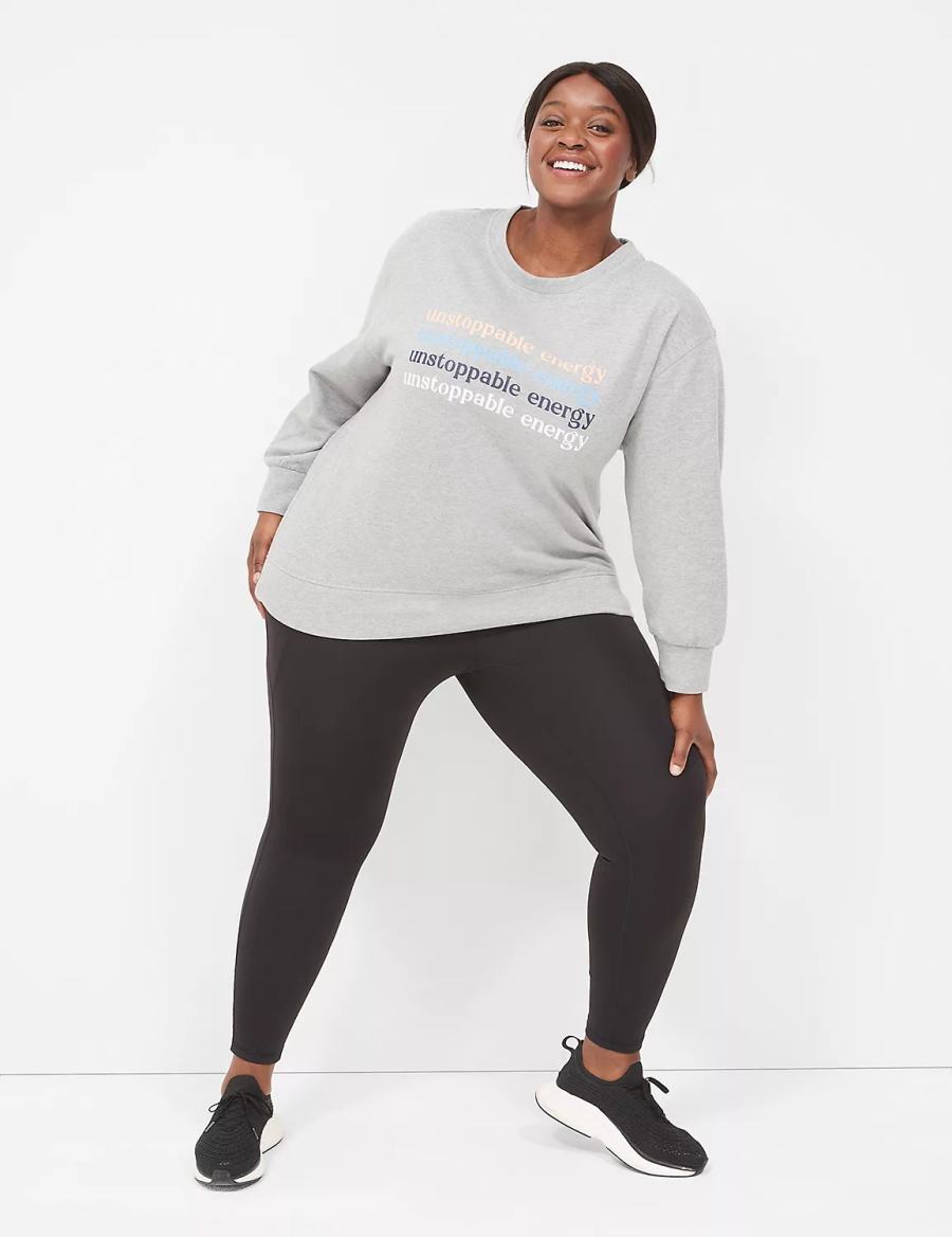 Lane Bryant LIVI Crew-Neck French Terry Women Sweatshirts Grey | MBJ2933HS