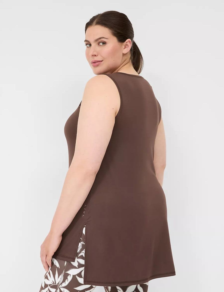 Lane Bryant LIVI Crew-Neck Macrame Women Tank Top Dark Brown | IZI6693HX