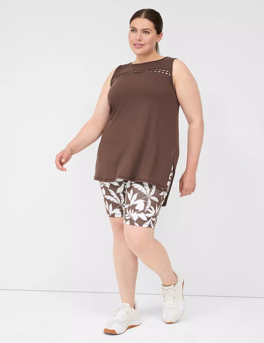 Lane Bryant LIVI Crew-Neck Macrame Women Tank Top Dark Brown | IZI6693HX