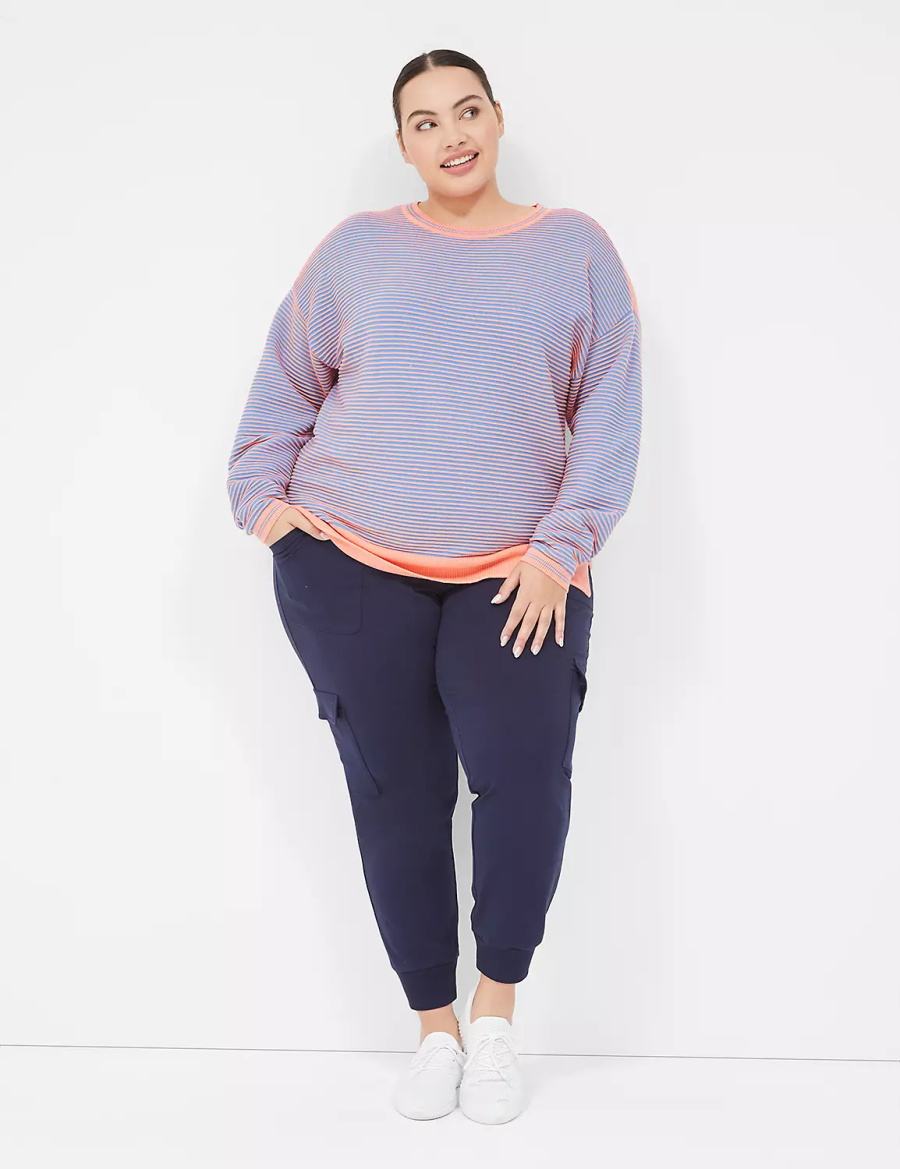 Lane Bryant LIVI Crew-Neck Ottoman Women Sweaters Coral | GKJ9466VG