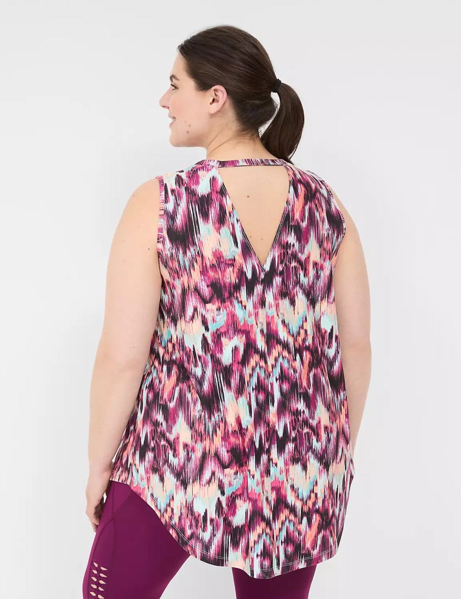 Lane Bryant LIVI Crew-Neck V-Back Recycled LIVI Soft Women Tank Top Red Multicolor | BHM5130YM