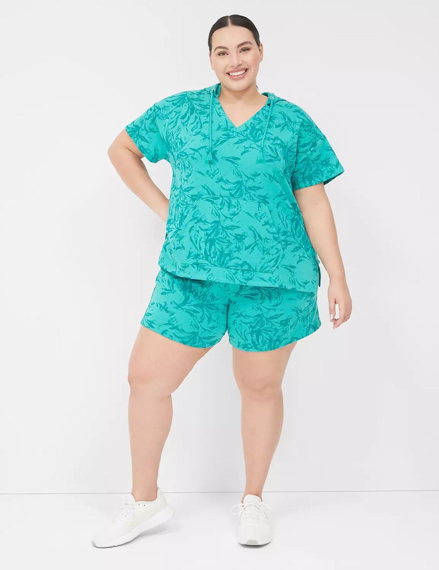 Lane Bryant LIVI French Terry Women Shorts Turquoise | FJL8584FS