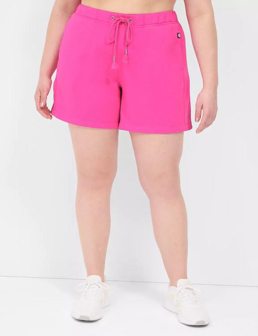 Lane Bryant LIVI French Terry Women Shorts Pink | SHM5987NC