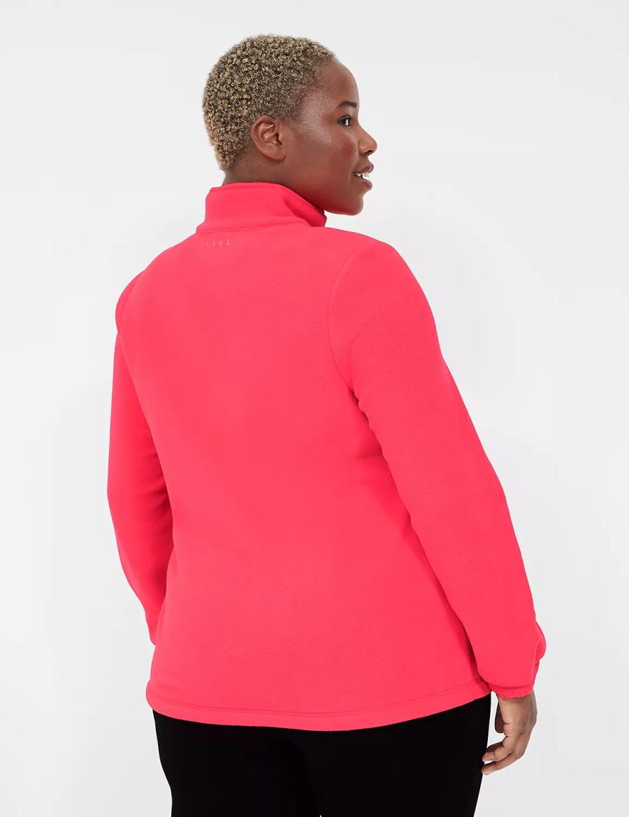 Lane Bryant LIVI Half-Zip Polar Fleece Pullover Women Pullover Pink | KZR1794ZO