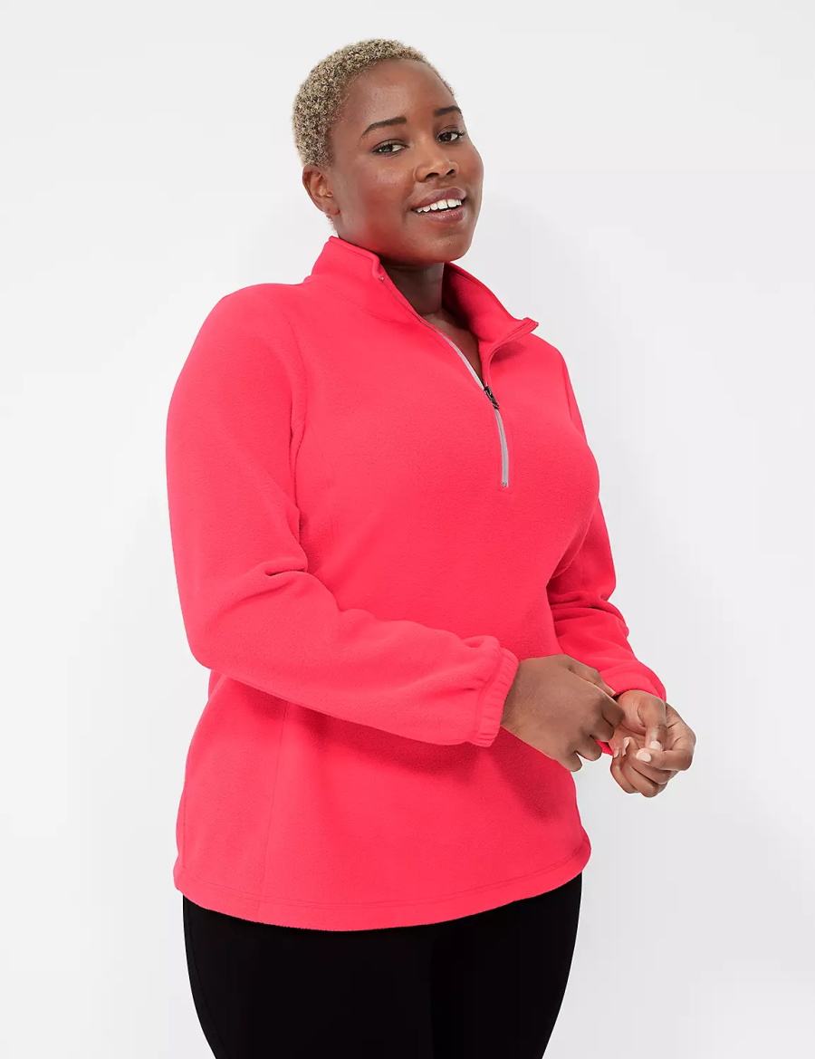 Lane Bryant LIVI Half-Zip Polar Fleece Pullover Women Pullover Pink | KZR1794ZO