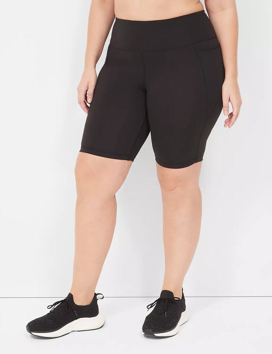 Lane Bryant LIVI High-Rise Recycled LIVI Soft Knee Women Shorts Black | FEL5166YU