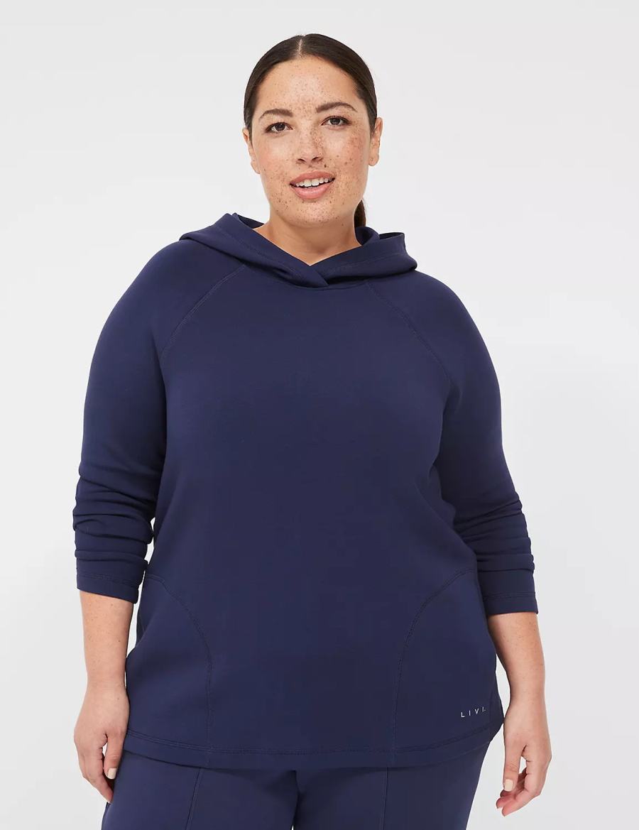 Lane Bryant LIVI Hooded Journey Pullover Women Pullover Navy | BDF3289HV