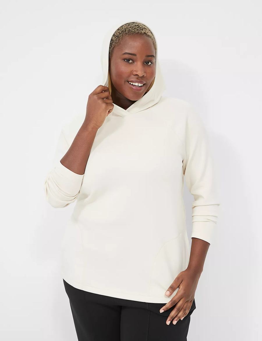 Lane Bryant LIVI Hooded Journey Pullover Women Pullover White | QUA531TH