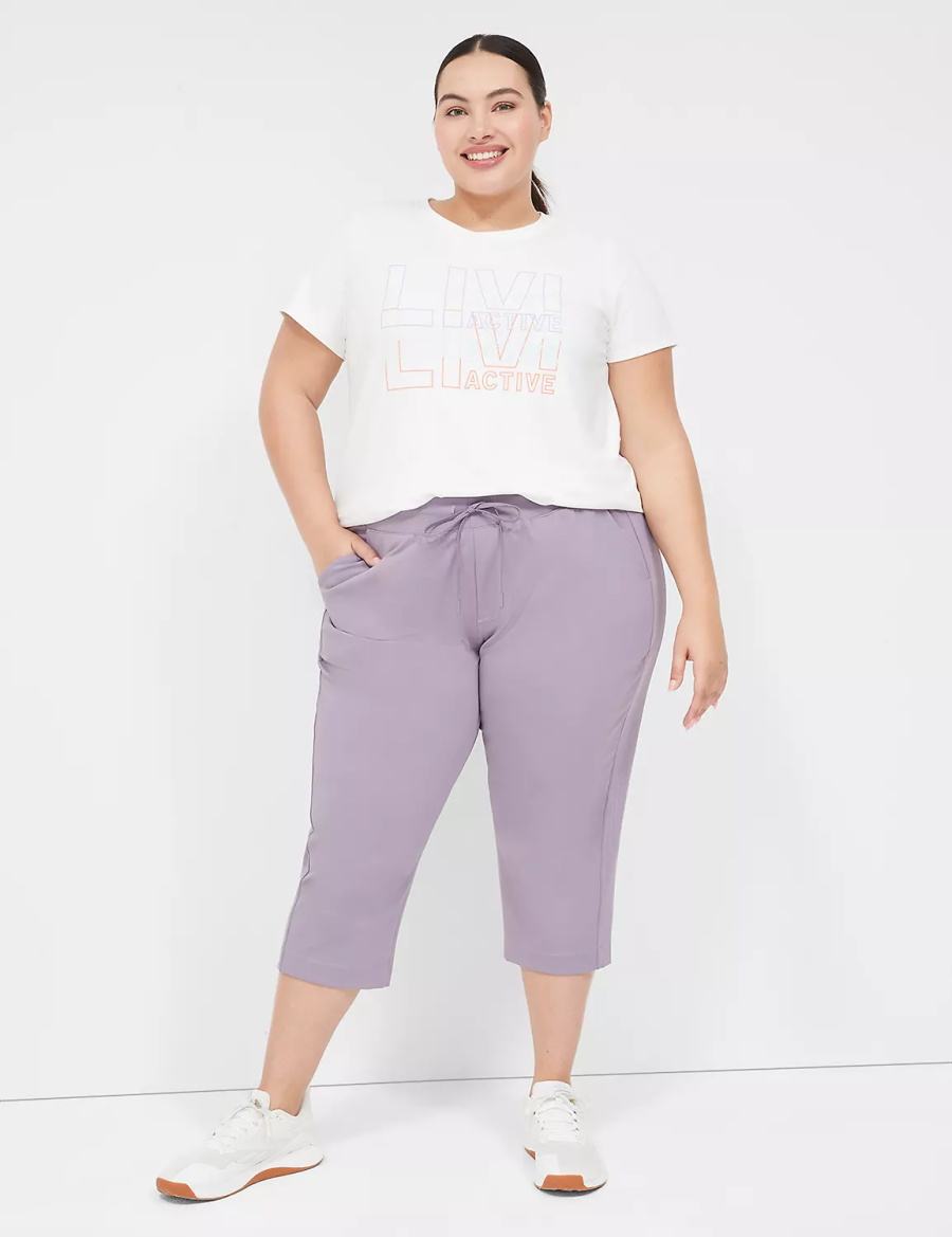 Lane Bryant LIVI Knit Capri Women Pants Purple Olive | MRO977CT