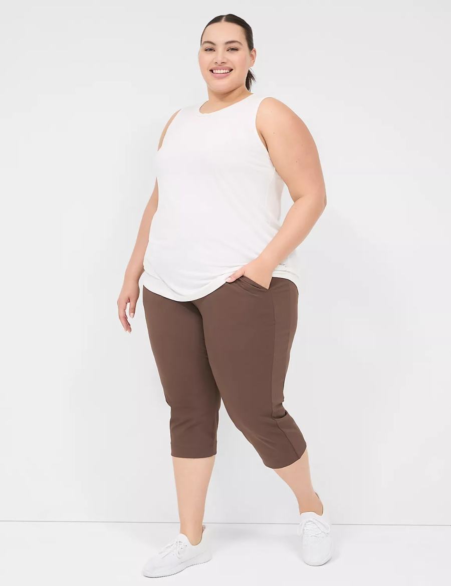 Lane Bryant LIVI Knit Capri Women Pants Dark Brown | XHY5568UH