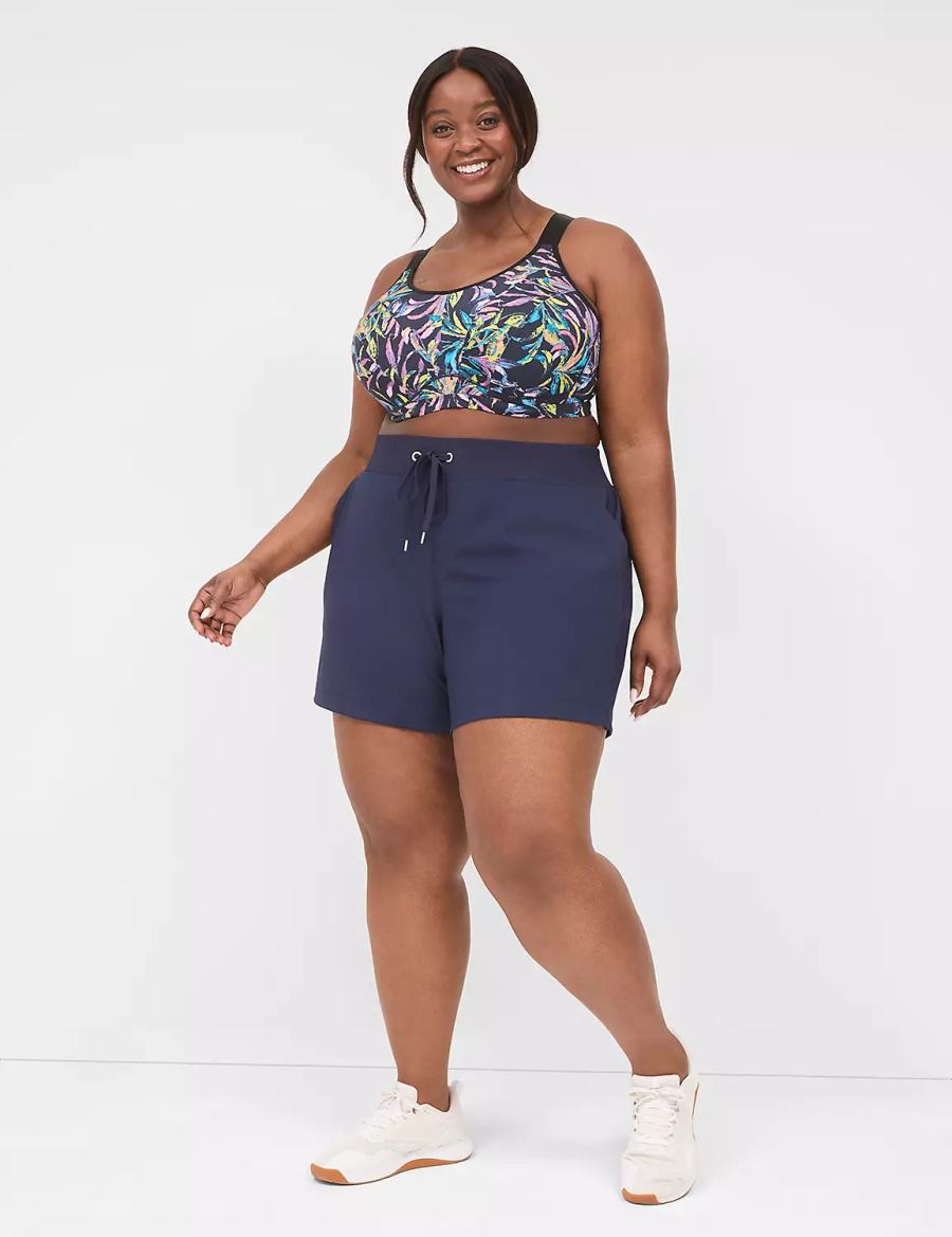 Lane Bryant LIVI Knit Women Shorts Navy | ZMY7912XZ