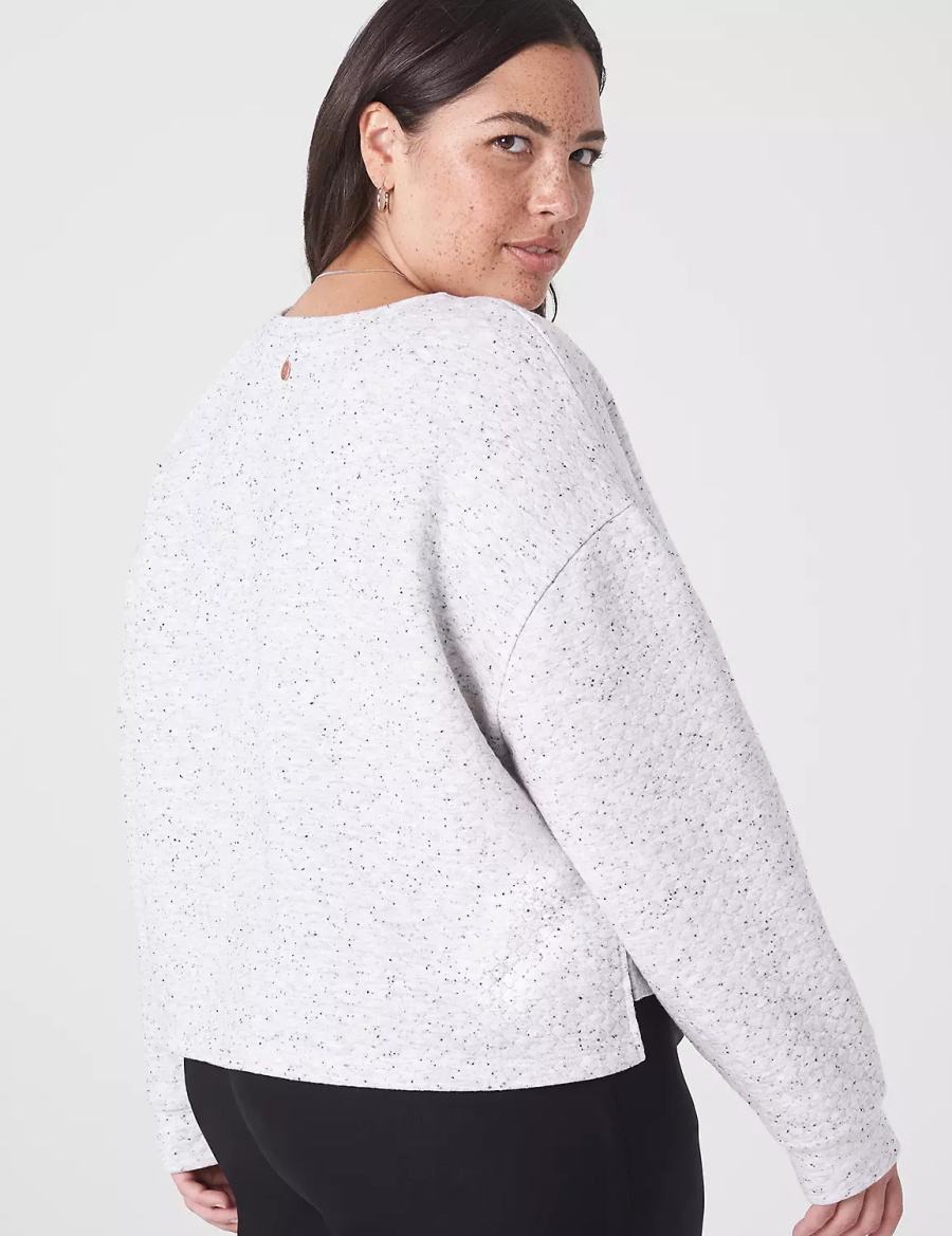 Lane Bryant LIVI Quilted Cropped Women Sweatshirts White Rose | PUD6118FH