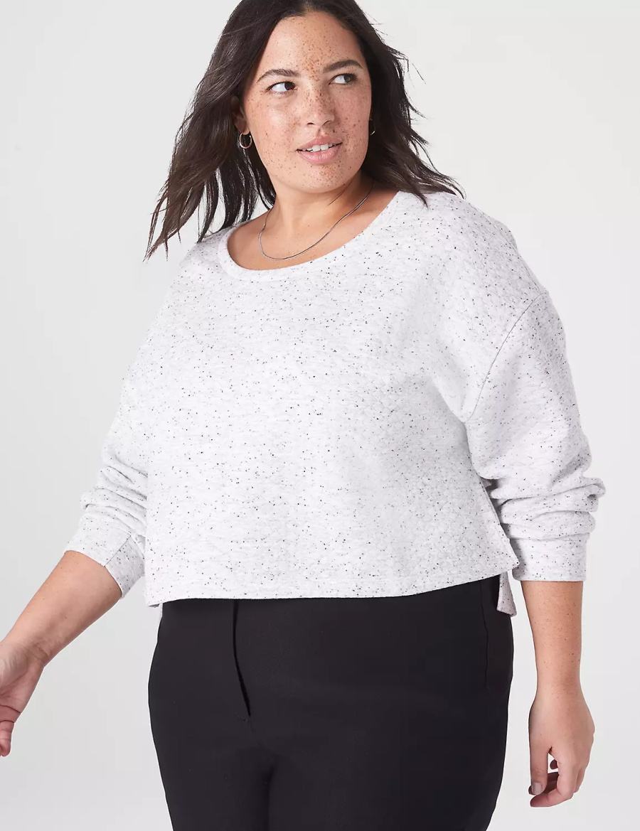 Lane Bryant LIVI Quilted Cropped Women Sweatshirts White Rose | PUD6118FH