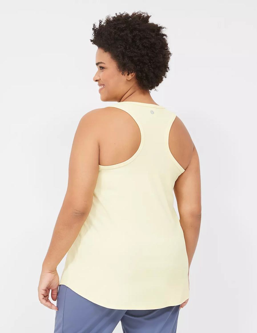 Lane Bryant LIVI Scoop-Neck Wicking Rib Racerback Women Tank Top Yellow | WKV7614OH