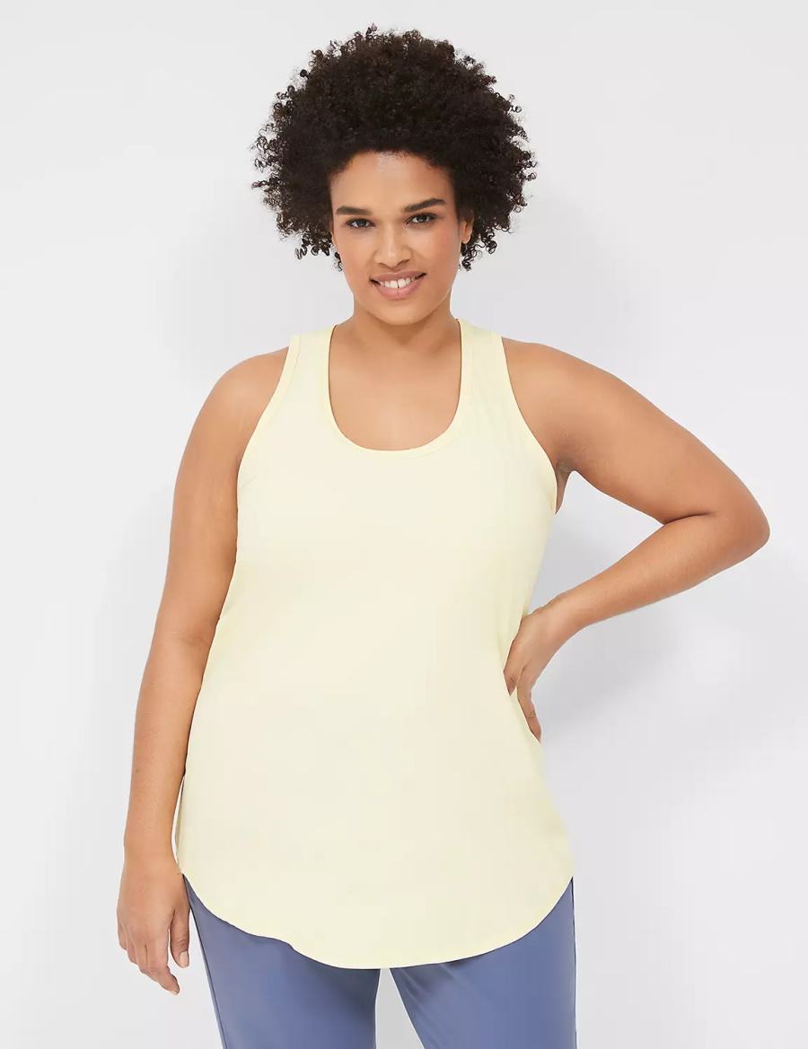 Lane Bryant LIVI Scoop-Neck Wicking Rib Racerback Women Tank Top Yellow | WKV7614OH