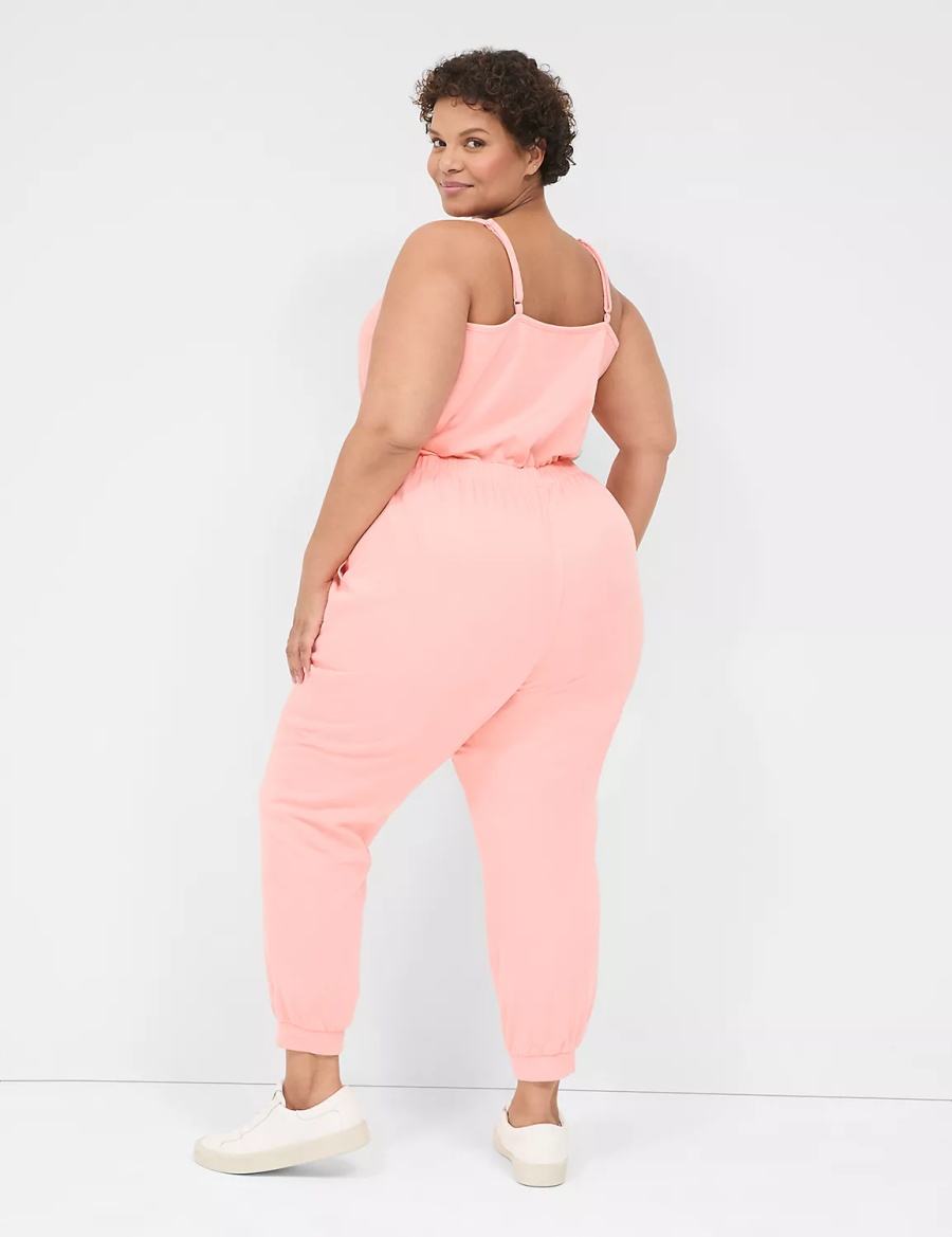 Lane Bryant LIVI Sleeveless French Terry Women Jumpsuit Pink | KGP7550FR