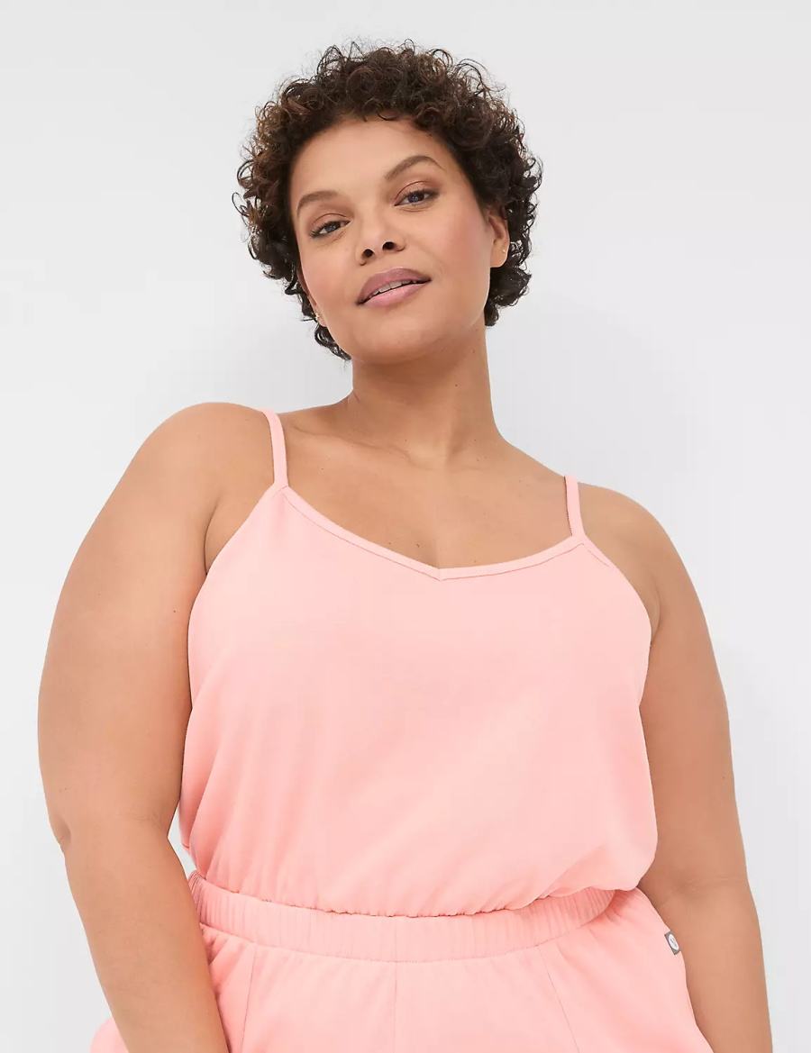 Lane Bryant LIVI Sleeveless French Terry Women Jumpsuit Pink | KGP7550FR