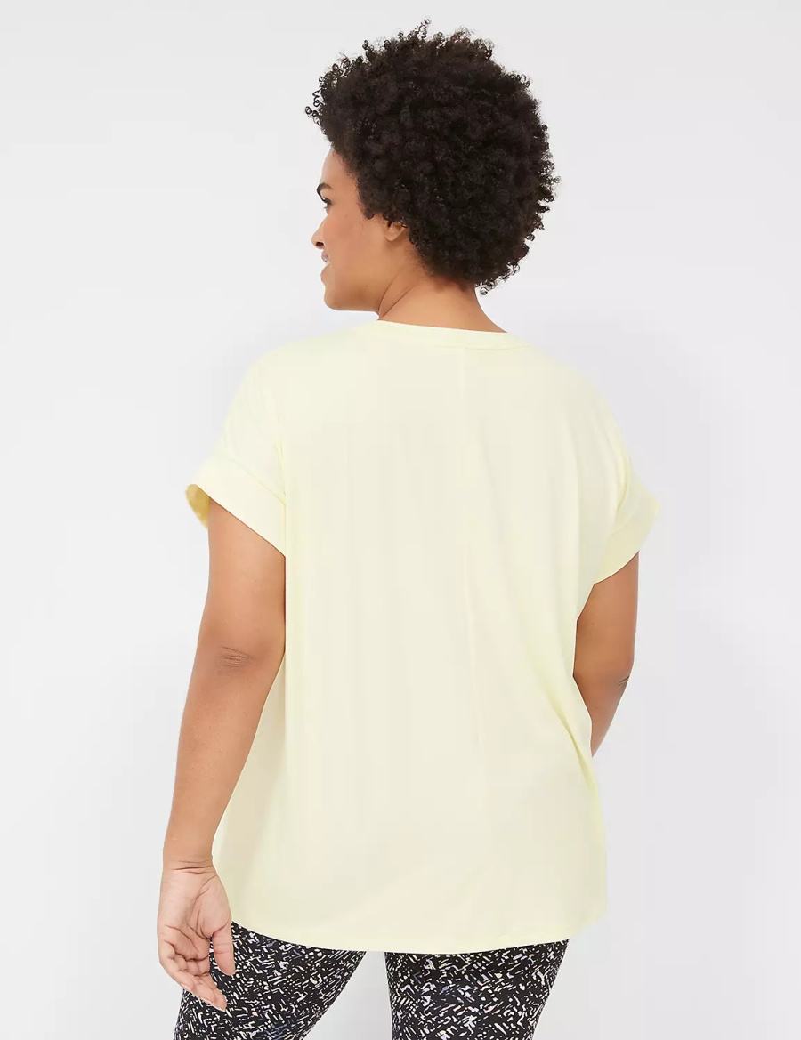 Lane Bryant LIVI Soft Crew-Neck Recycled Tee Women T Shirts Yellow | GMN8544EB