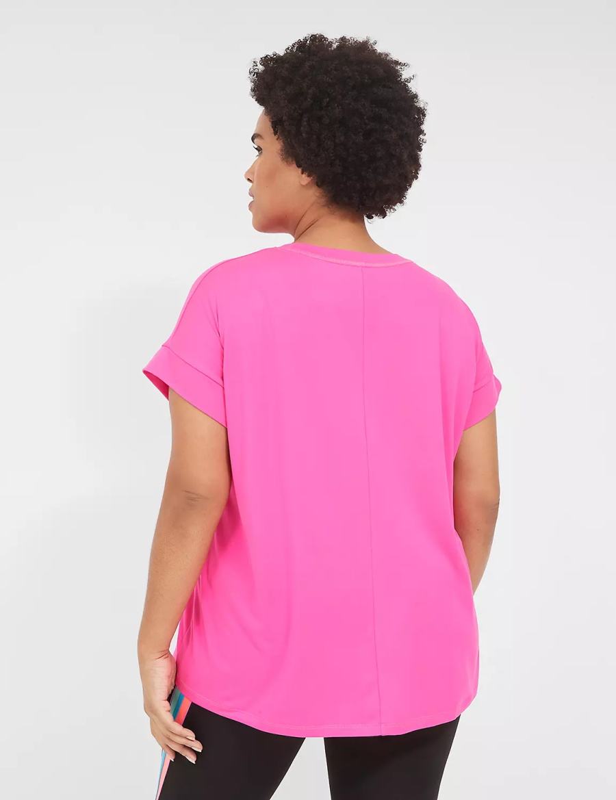 Lane Bryant LIVI Soft Crew-Neck Recycled Tee Women T Shirts Light Pink | VHP4178SZ