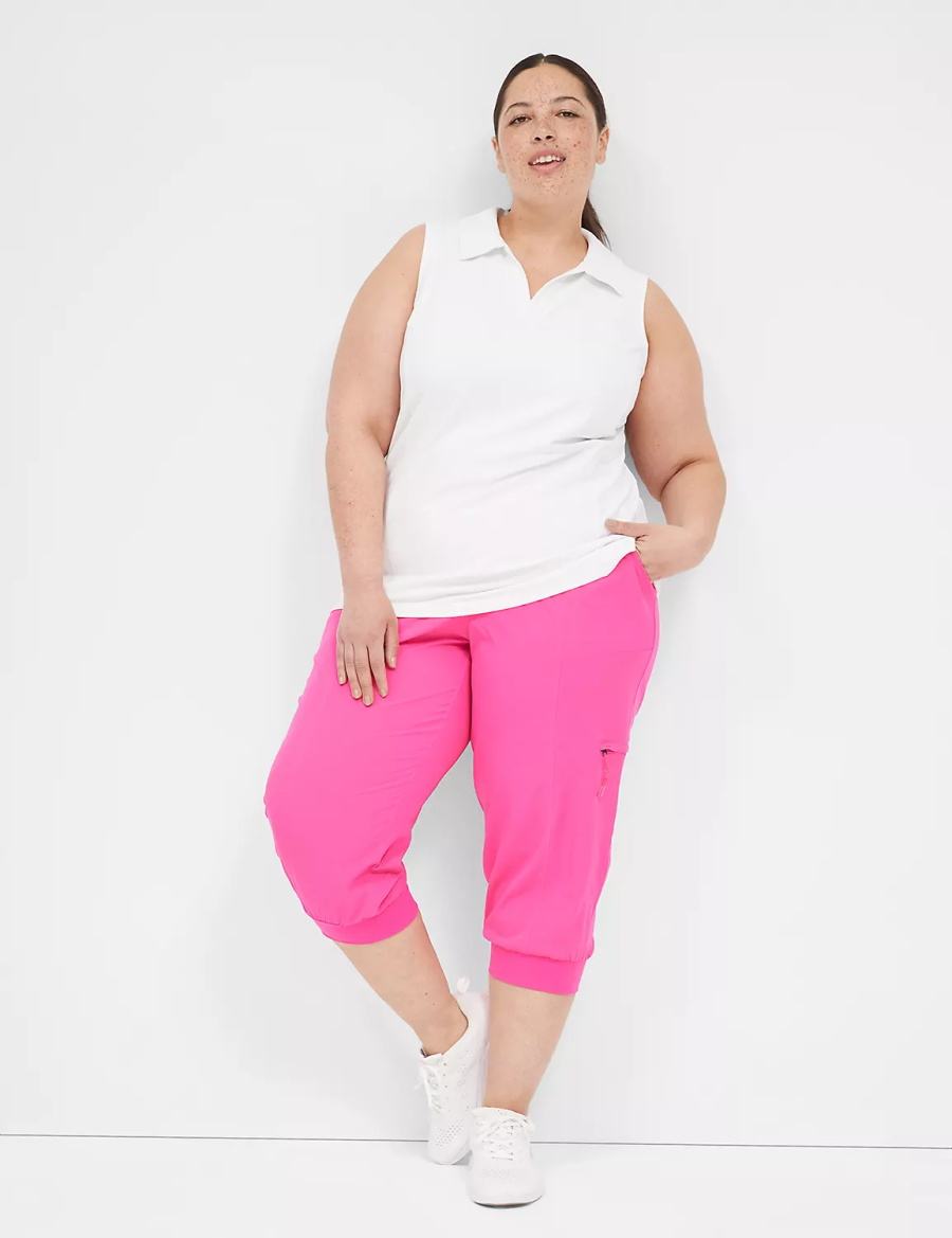 Lane Bryant LIVI Stretch Woven Capri Women Joggers Light Pink | PQF8829AL