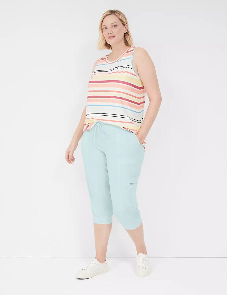 Lane Bryant LIVI Stretch Woven Capri Women Joggers Light Green | HMO473TR