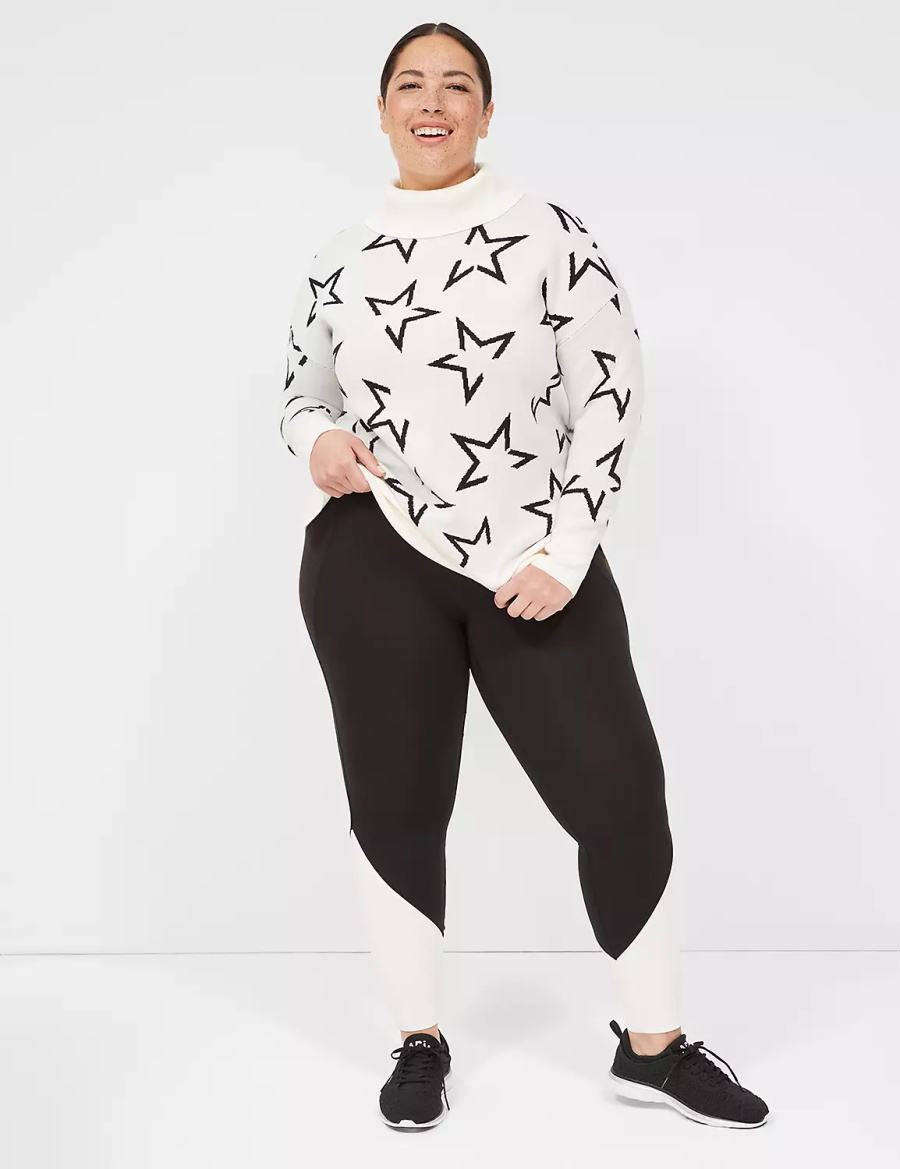 Lane Bryant LIVI Turtleneck Star Women Sweaters Cream Black | GMA193BV