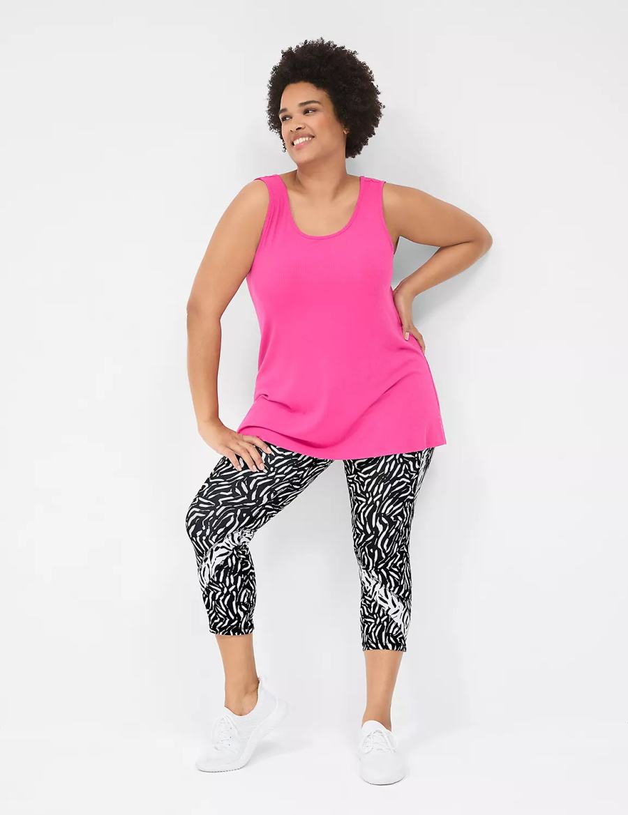 Lane Bryant LIVI Twist-Back Rib Women Tank Top Fuchsia Pink | FJV7986HH