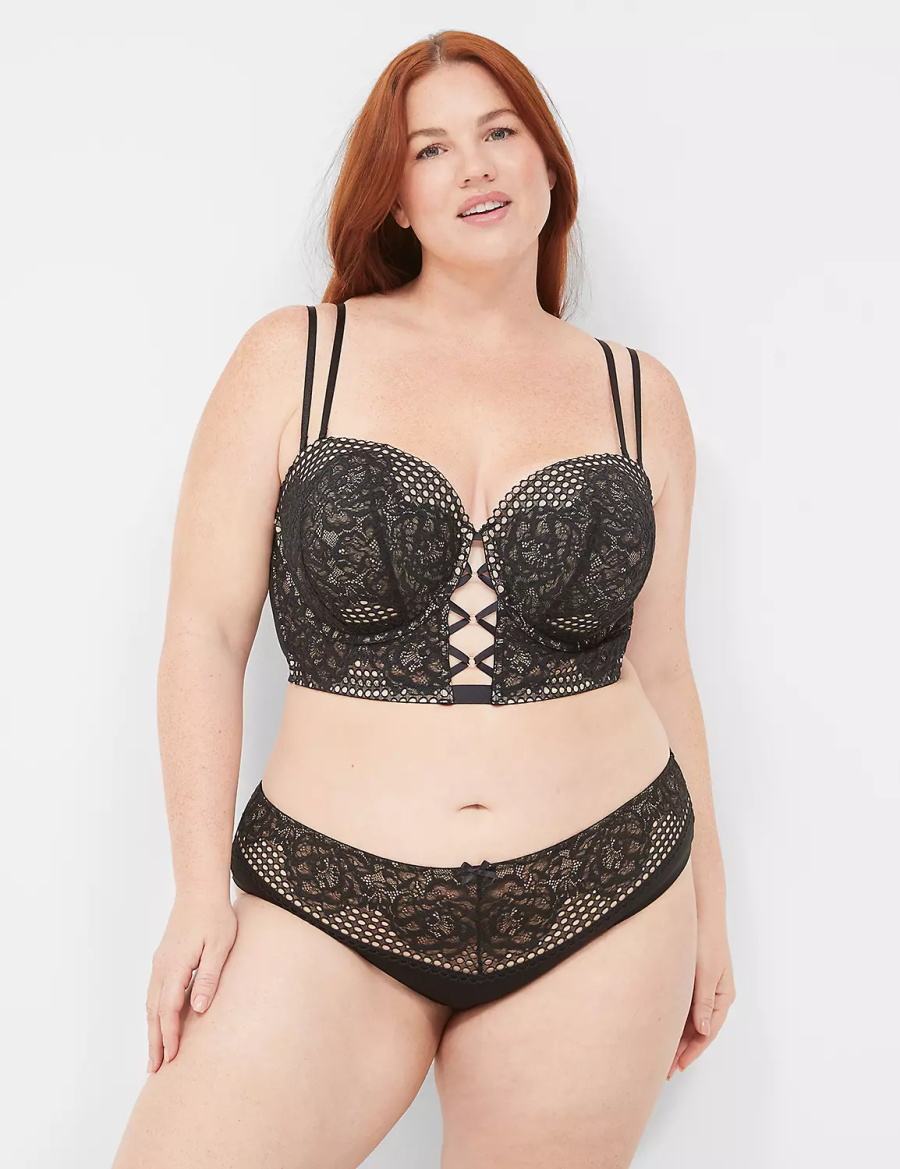 Lane Bryant Lace-Back Women Cheeky Panty Black | DFY6860DH