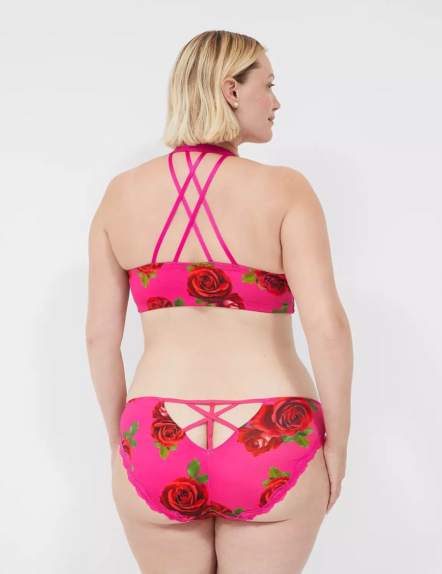 Lane Bryant Lace-Trim Women Bikini Panty Rose Fuchsia | OLC405JR