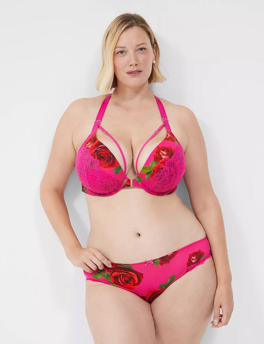 Lane Bryant Lace-Trim Women Bikini Panty Rose Fuchsia | OLC405JR