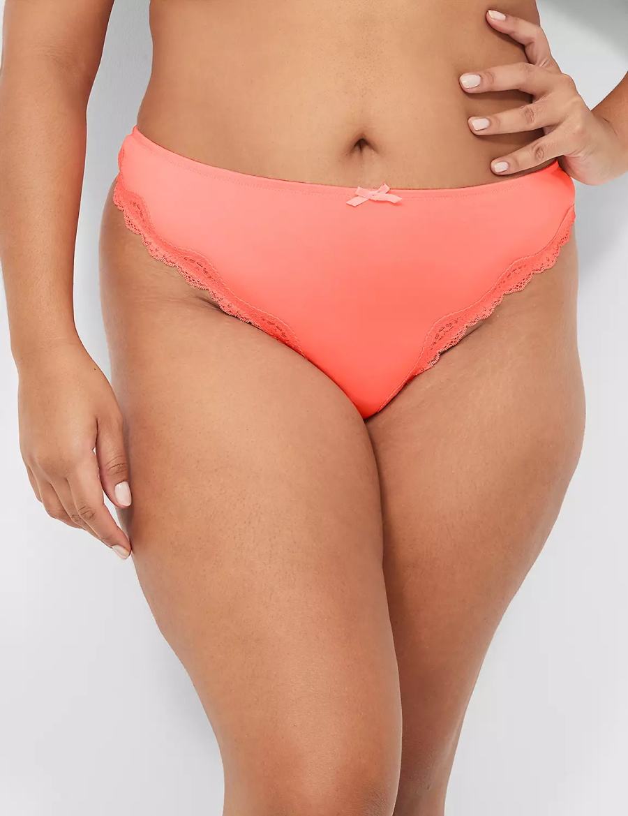 Lane Bryant Lace-Trim Women Thong Panty Pink | GCA395UL