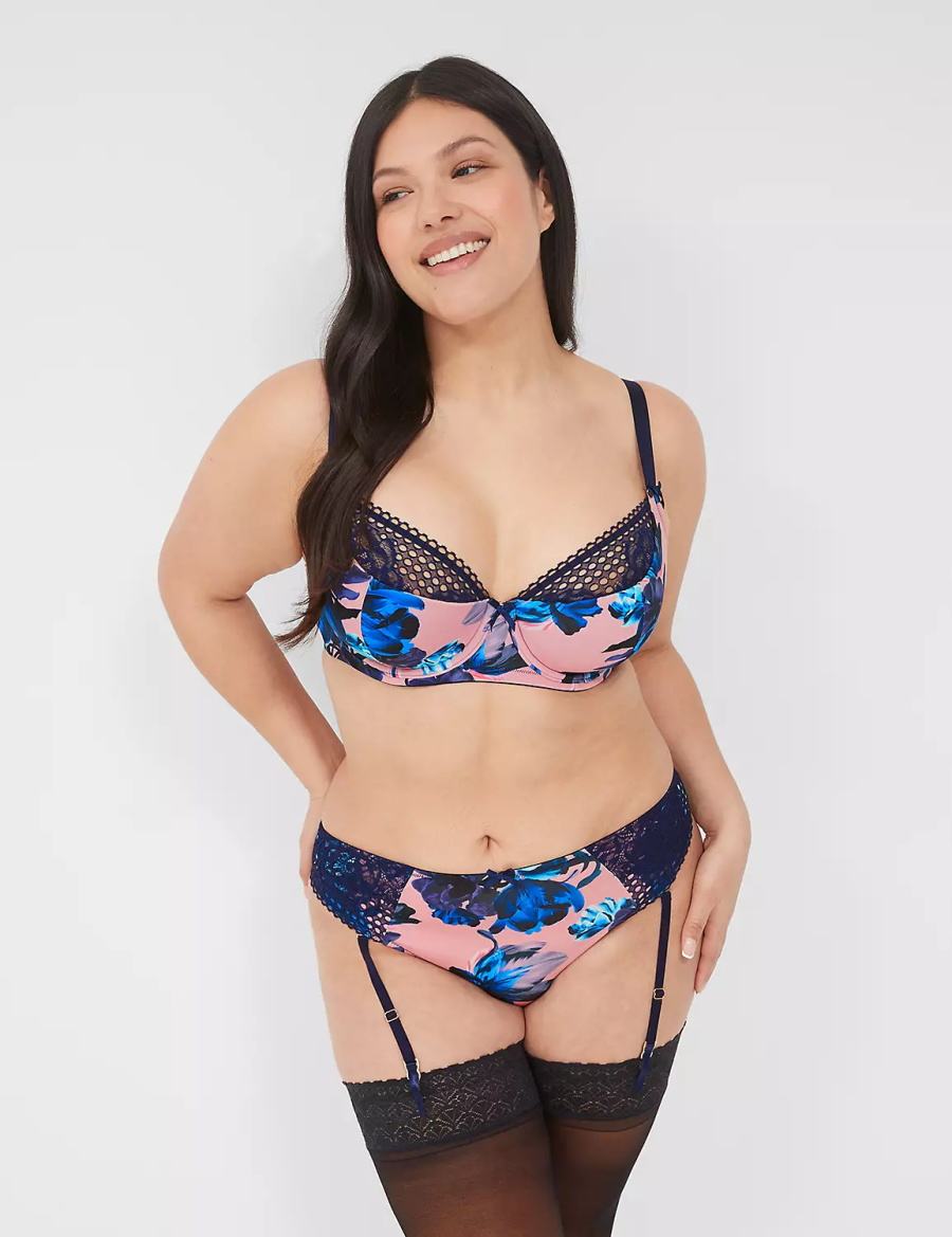 Lane Bryant Lace French Women Balconette Bra Pink Blue Black | DIG9299RU