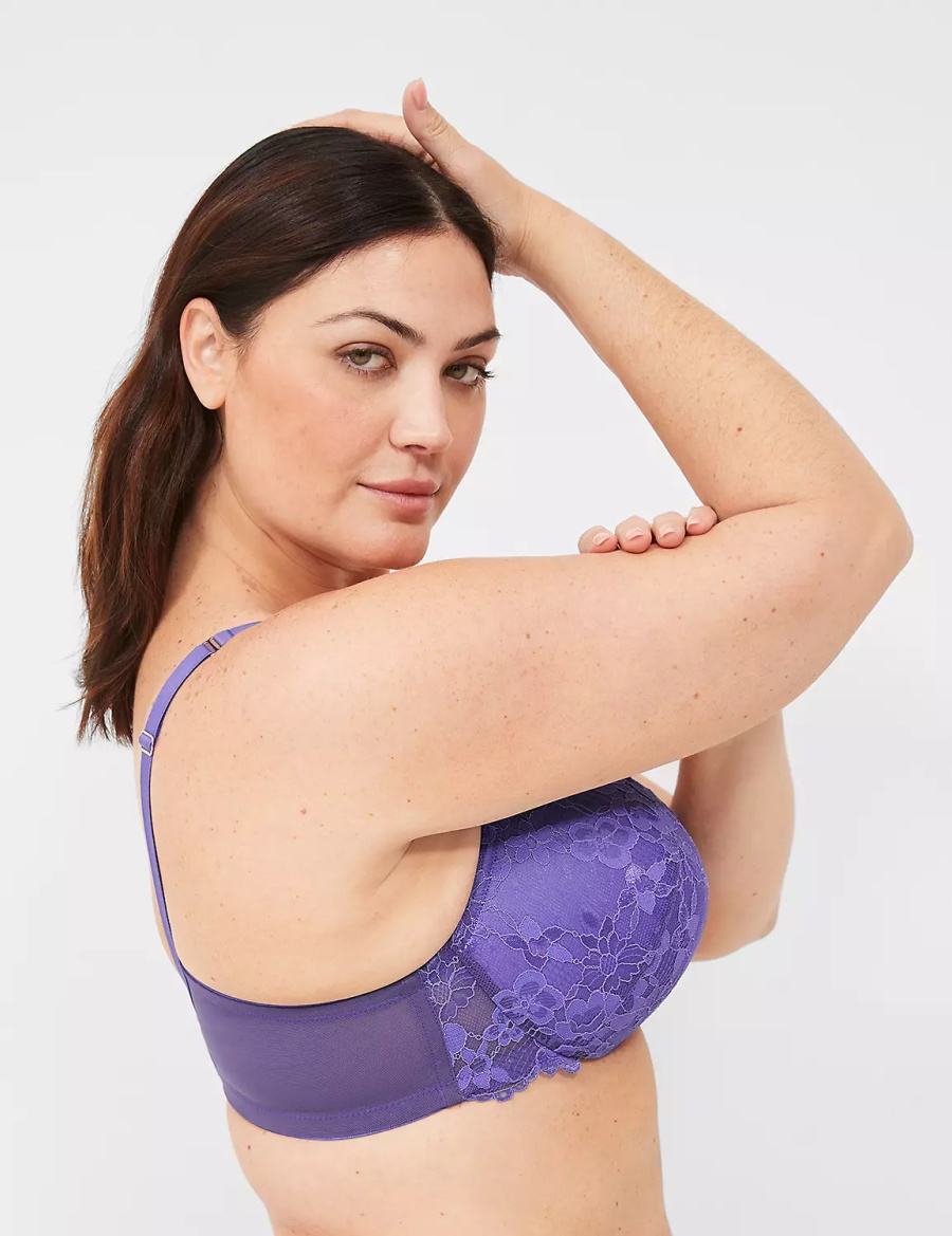 Lane Bryant Lace Max Boost Plunge Women Bralettes Purple | DTD3579YC