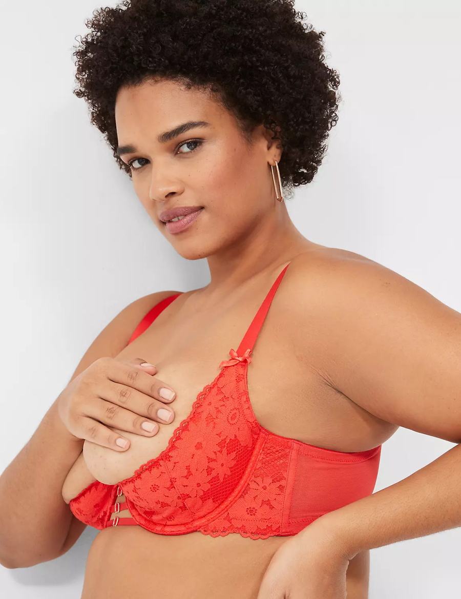 Lane Bryant Lace Quarter Cup Women Bralettes Deep Red | PWD5373HI