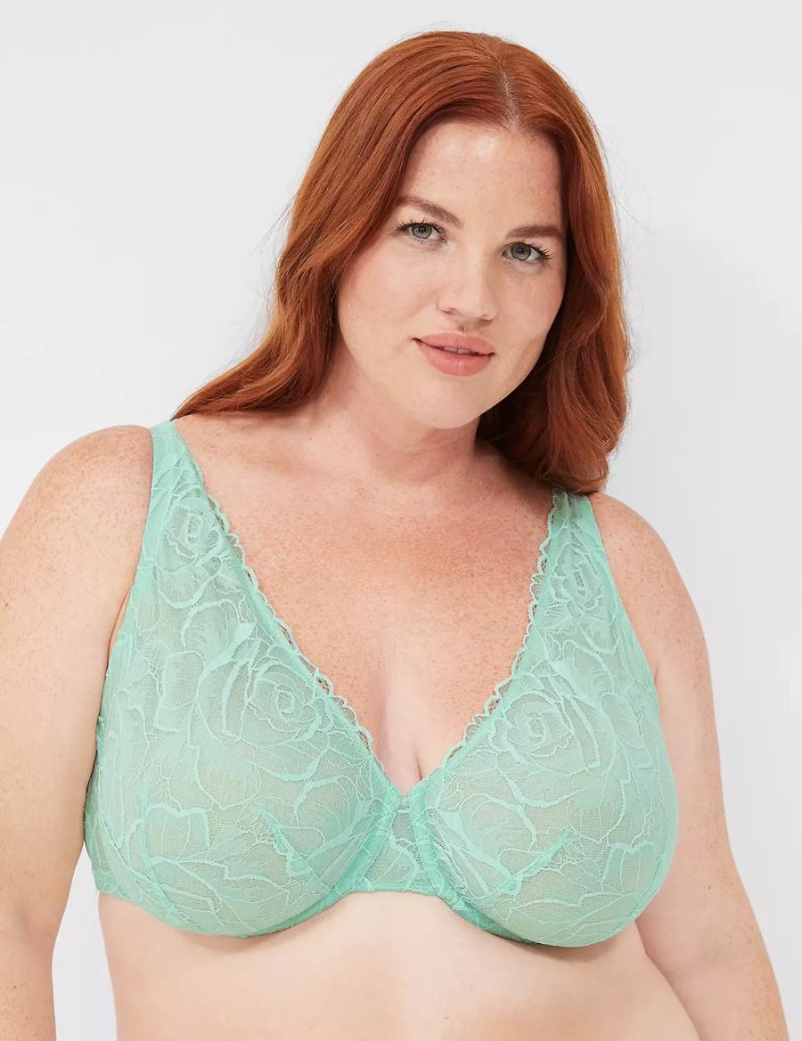 Lane Bryant Lace Unlined Full Coverage Women Bralettes Light Green | QAJ4588DP