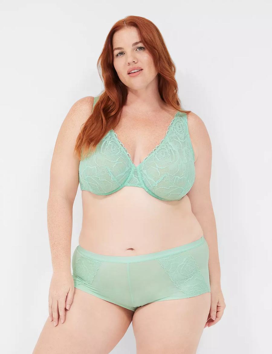 Lane Bryant Lace Unlined Full Coverage Women Bralettes Light Green | QAJ4588DP