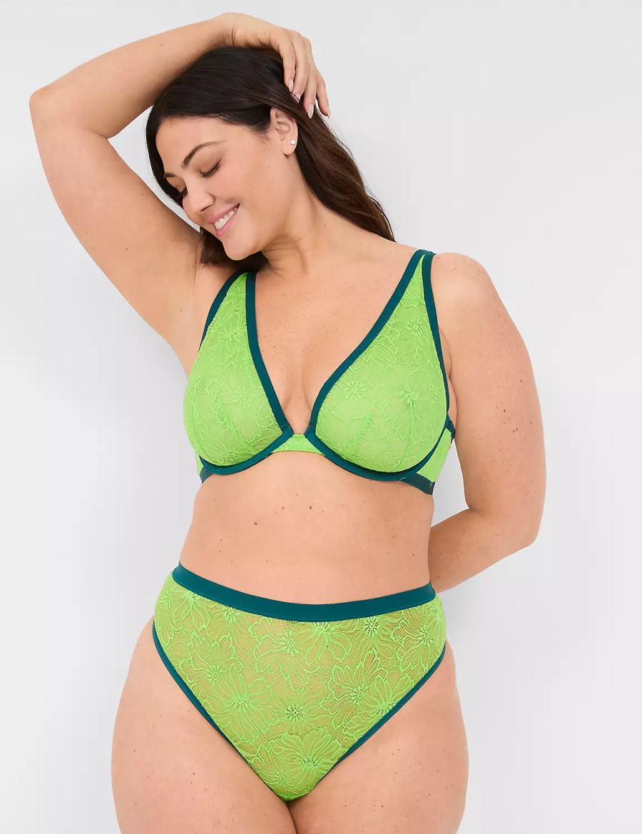 Lane Bryant Lace Unlined High Apex Women Bralettes Green | DZS7544JG