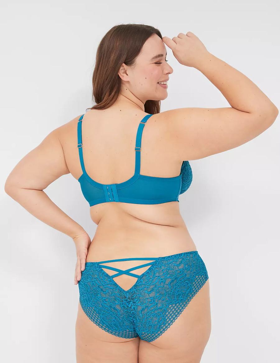 Lane Bryant Lace Unlined Women Balconette Bra Blue | EGJ3894CG