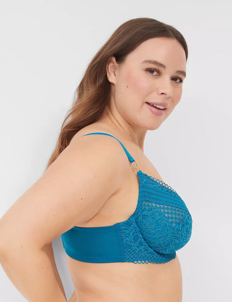 Lane Bryant Lace Unlined Women Balconette Bra Blue | EGJ3894CG