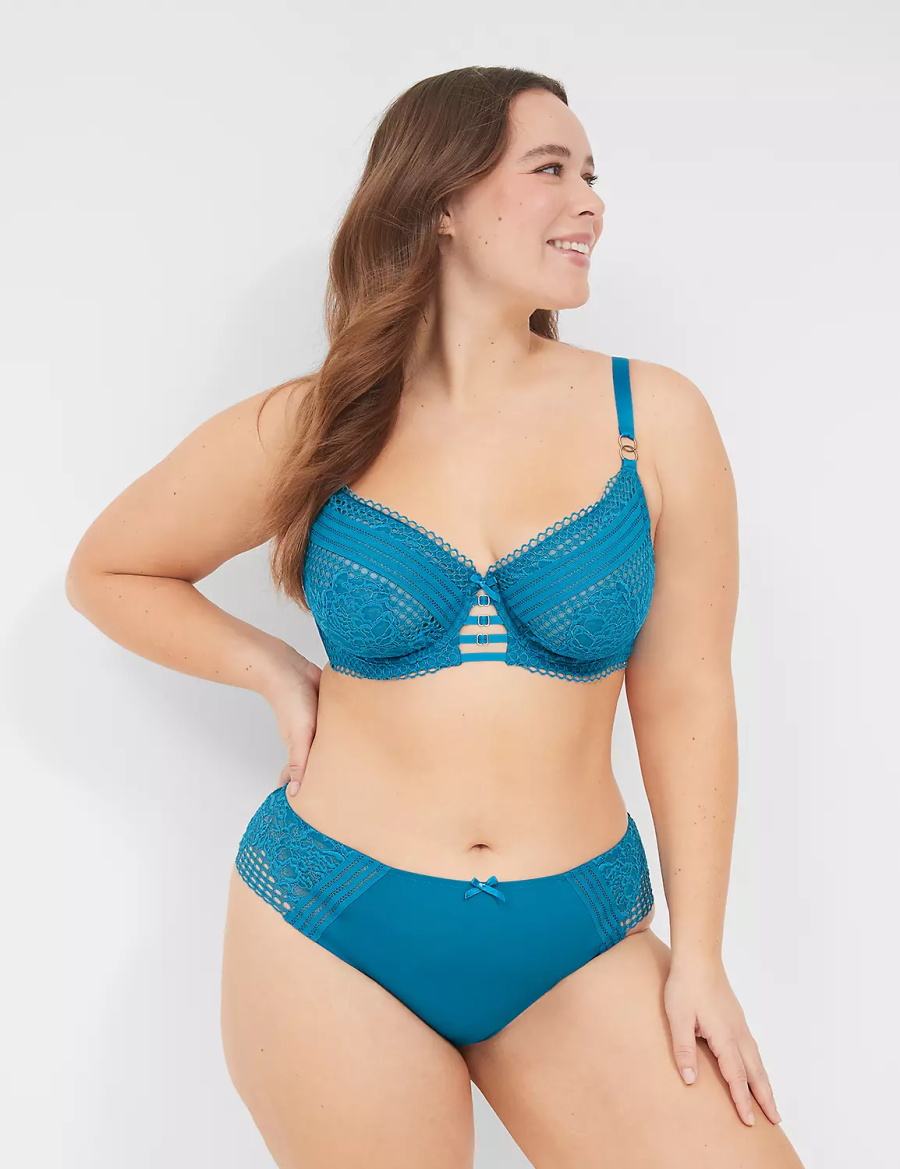 Lane Bryant Lace Unlined Women Balconette Bra Blue | EGJ3894CG