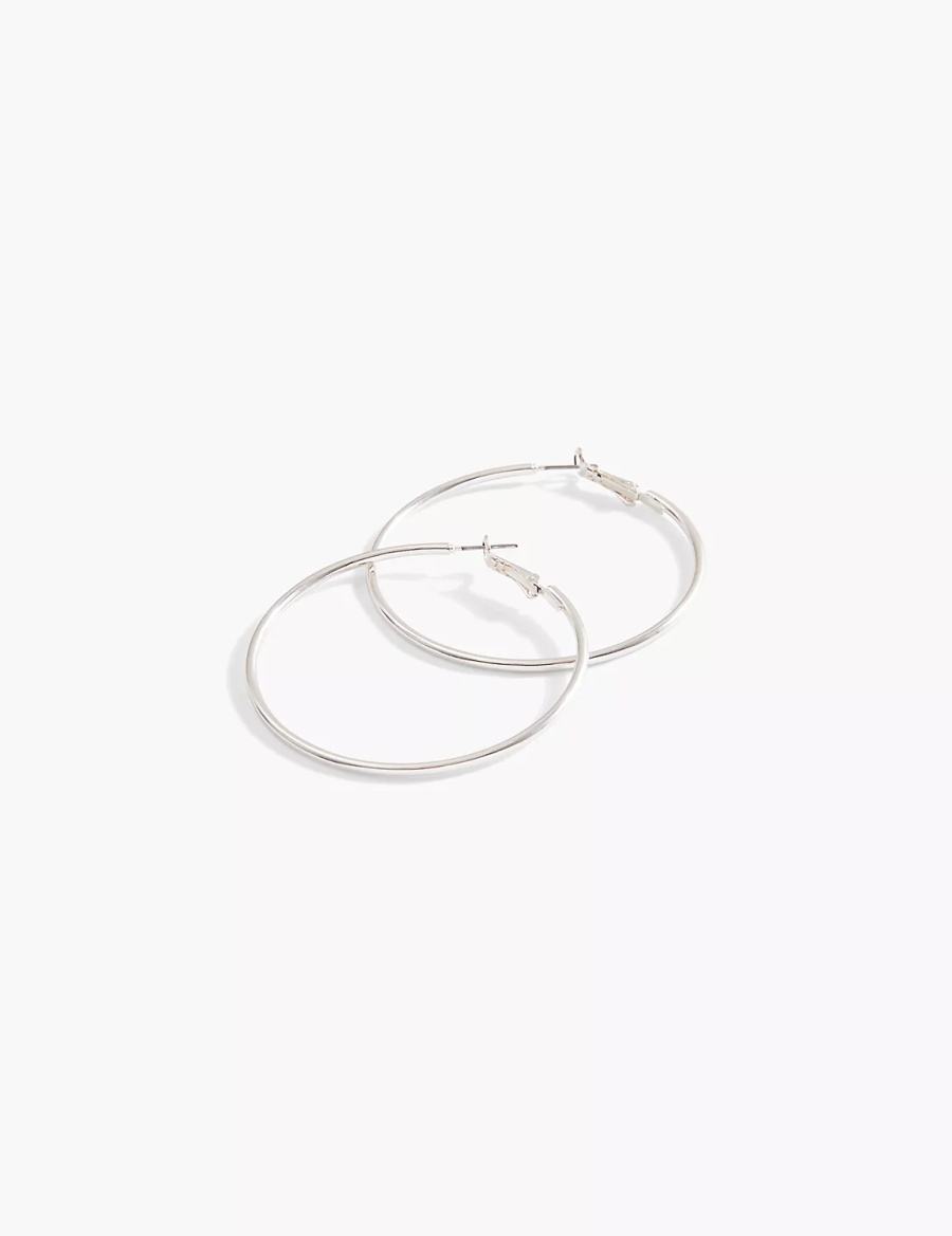 Lane Bryant Large Women Hoop Earrings Silver | YQZ699HP