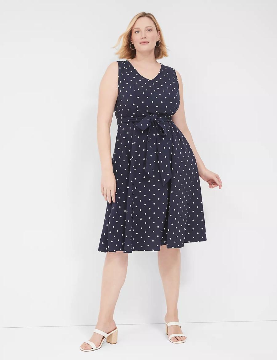 Lane Bryant Lena Sleeveless Level-Hem Women Midi Dress Navy | ORZ7012CV