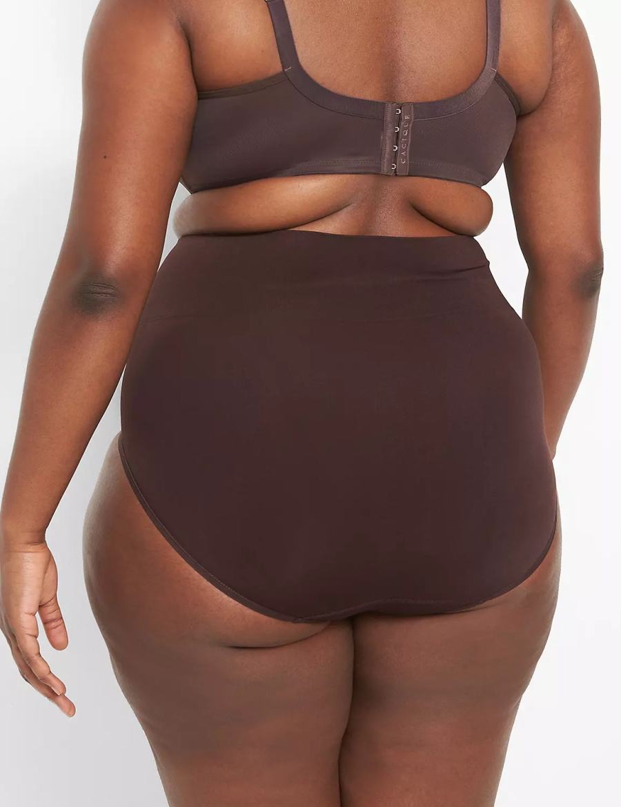 Lane Bryant Level 2 Shaping High-Waist Full Women Briefs Chocolate Purple | CLG3353HT