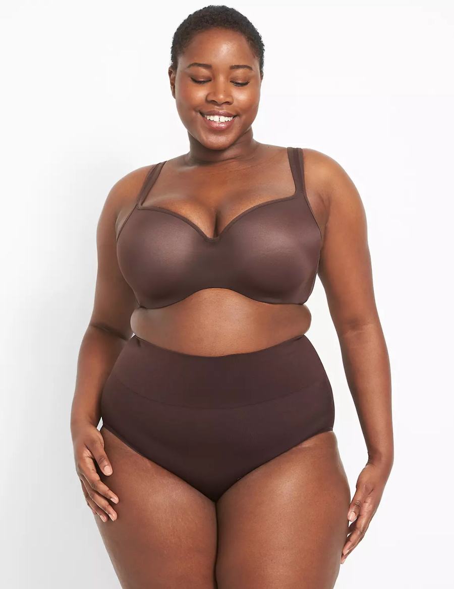 Lane Bryant Level 2 Shaping High-Waist Full Women Briefs Chocolate Purple | CLG3353HT