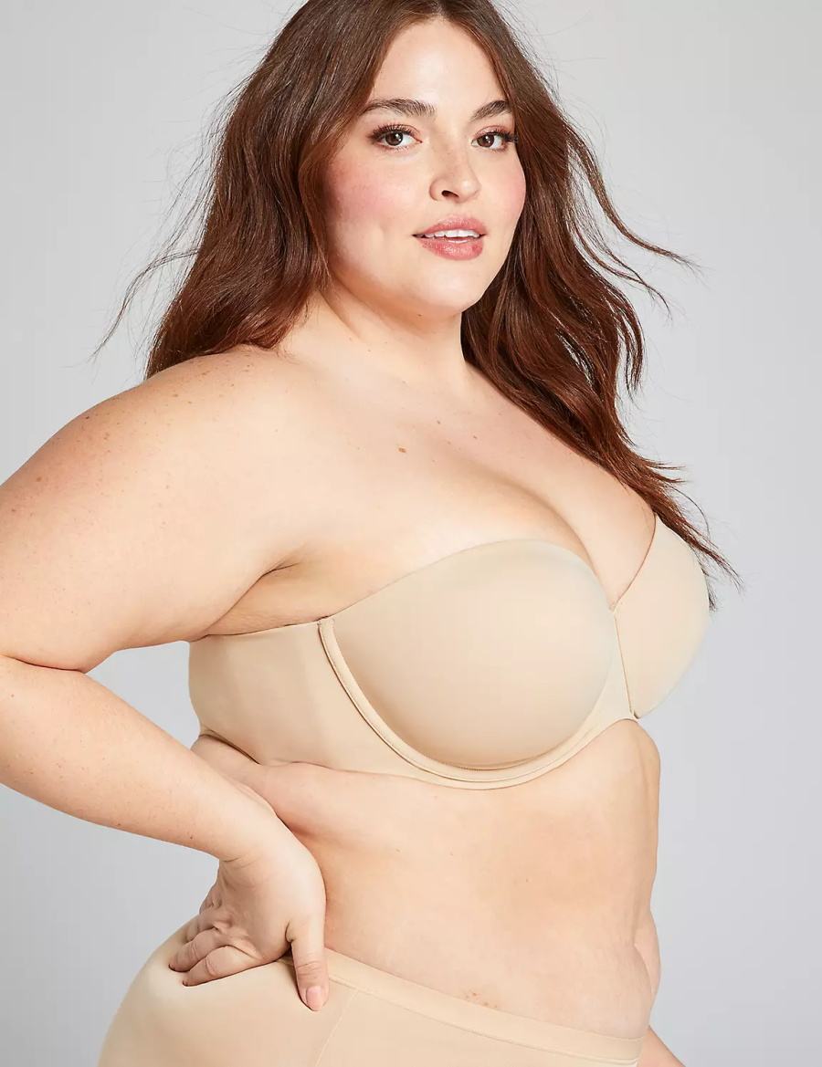 Lane Bryant Lightly Lined Multi-Way Women Strapless Bra Beige | YTP8582GP