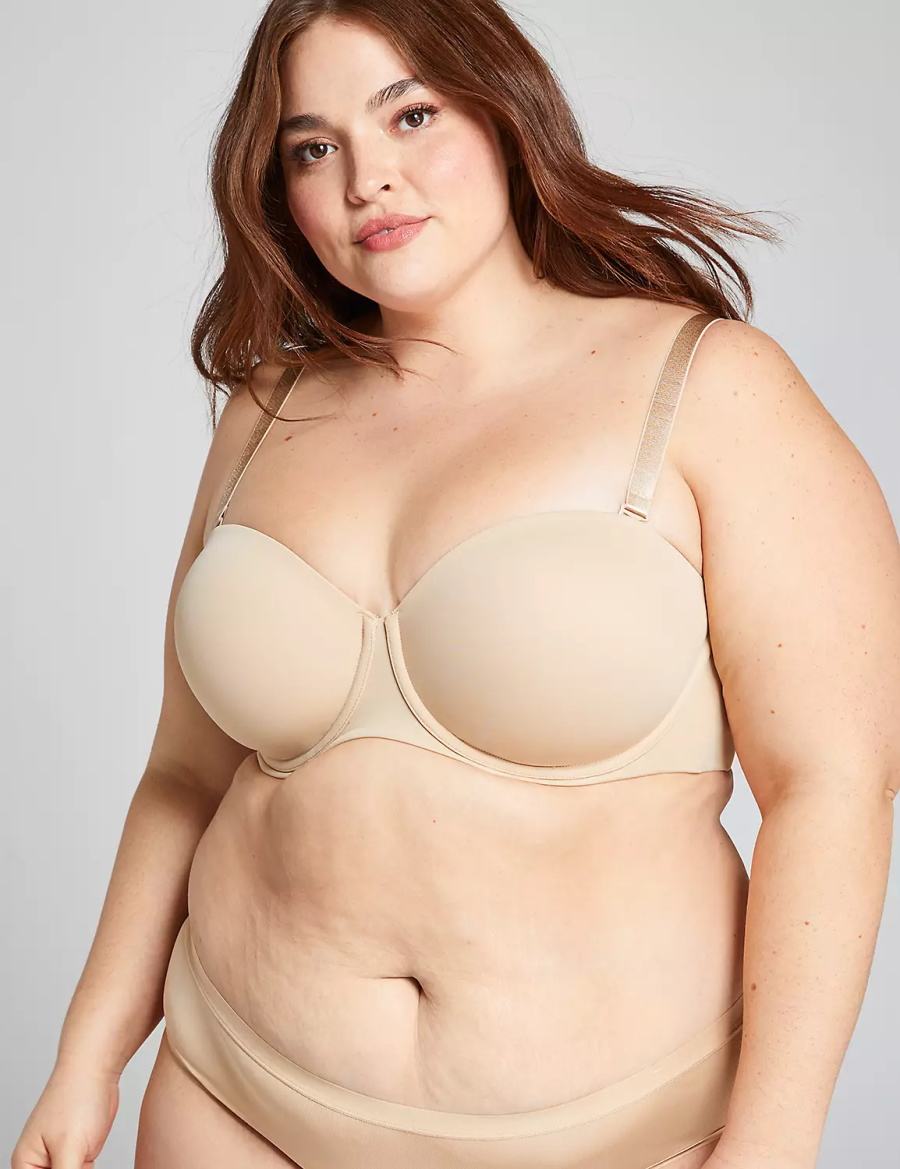 Lane Bryant Lightly Lined Multi-Way Women Strapless Bra Beige | YTP8582GP