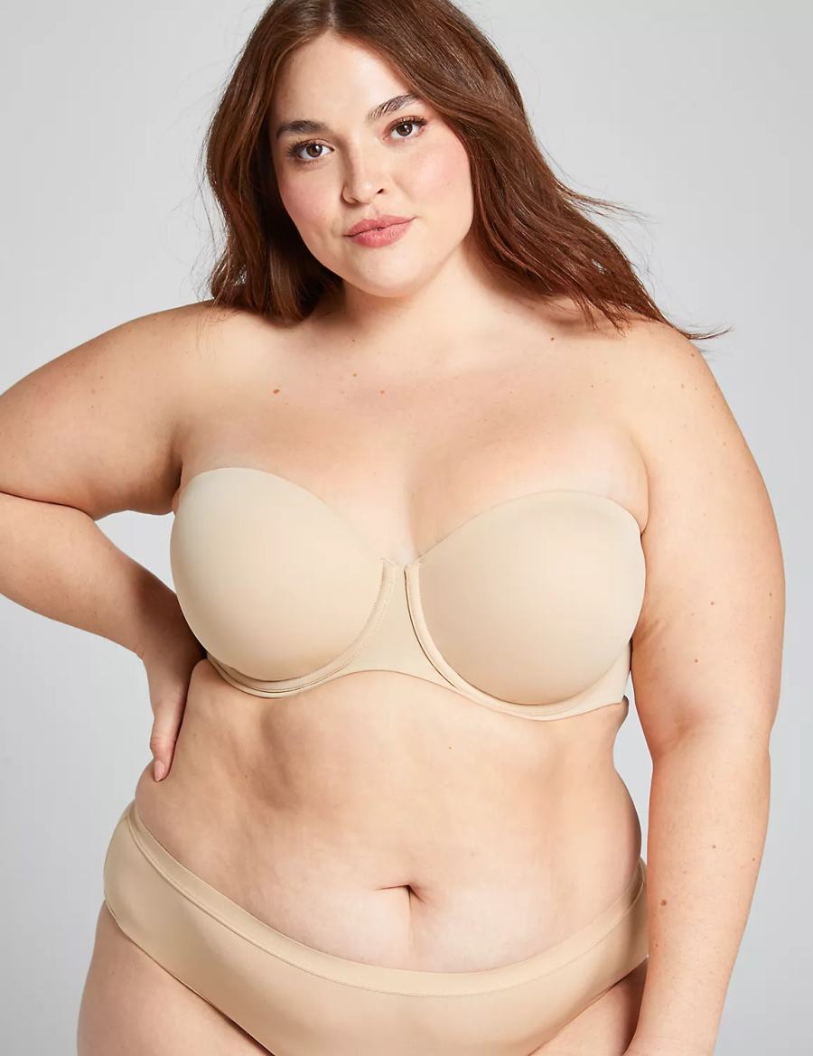 Lane Bryant Lightly Lined Multi-Way Women Strapless Bra Beige | YTP8582GP