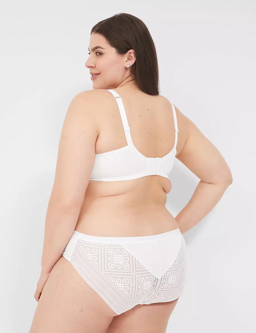 Lane Bryant Lightly Lined With Lace Women Balconette Bra White | OXL9312BL