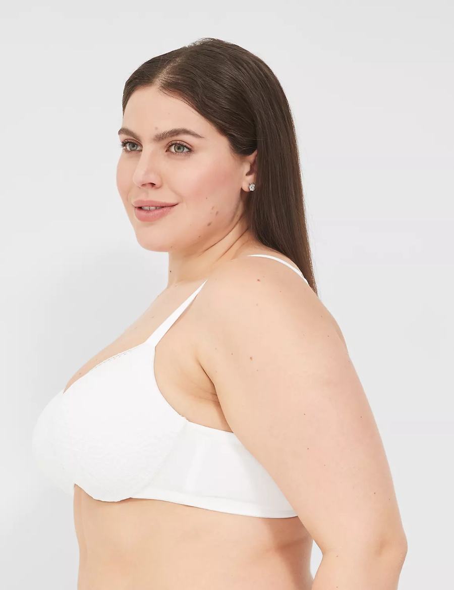 Lane Bryant Lightly Lined With Lace Women Balconette Bra White | OXL9312BL